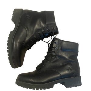 Timberland Black Leather Lace-Up Boots Size 8 – Like New